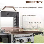 Barbecue à gaz propane 2 brûleurs R.W.FLAME, 16 000 BTU en acier inoxydable avec tablettes latérales pliantes, grill extérieur portable pour terrasse, jardin et camping