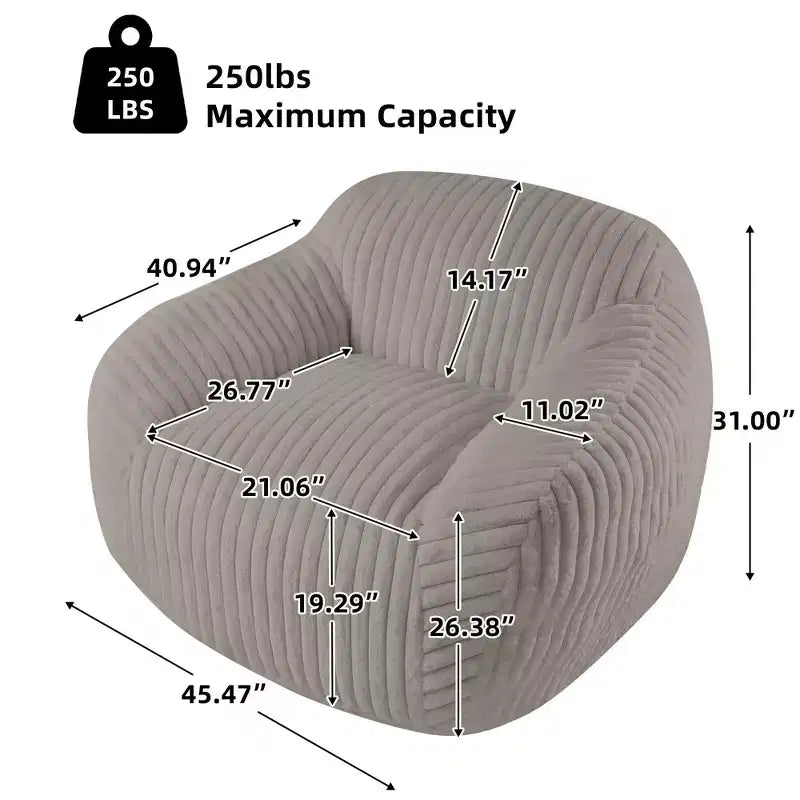 Canapé poire simple en fausse fourrure de lapin surdimensionnée LIKEPAY avec accoudoirs pour salon, chambre, salle de jeux