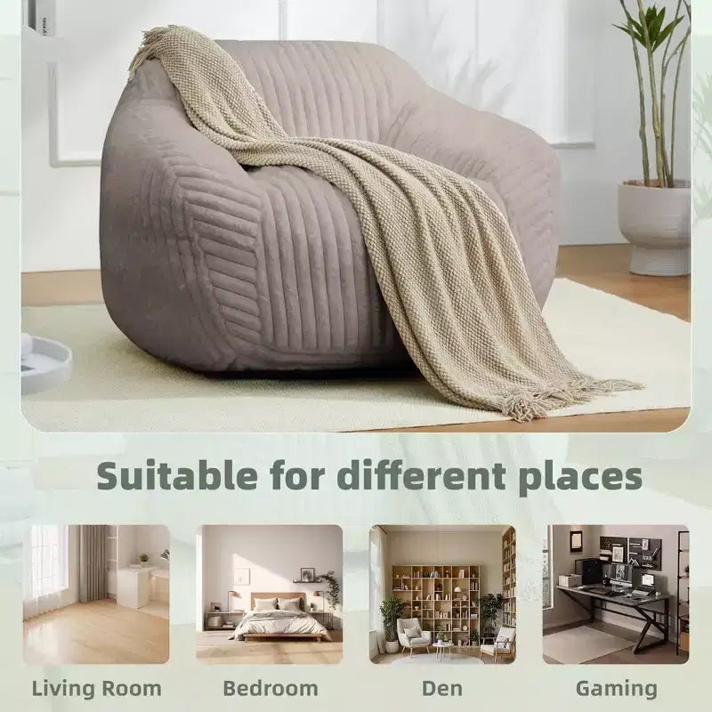 Canapé poire simple en fausse fourrure de lapin surdimensionnée LIKEPAY avec accoudoirs pour salon, chambre, salle de jeux