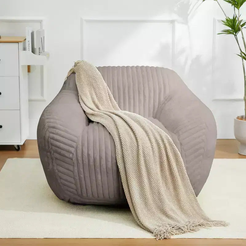 Canapé poire simple en fausse fourrure de lapin surdimensionnée LIKEPAY avec accoudoirs pour salon, chambre, salle de jeux