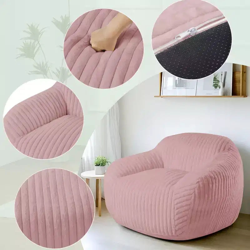 Canapé poire simple en fausse fourrure de lapin surdimensionnée LIKEPAY avec accoudoirs pour salon, chambre, salle de jeux