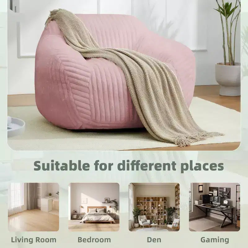 Canapé poire simple en fausse fourrure de lapin surdimensionnée LIKEPAY avec accoudoirs pour salon, chambre, salle de jeux