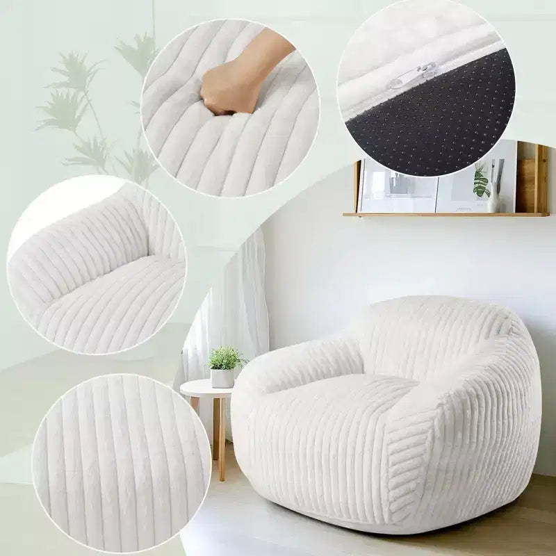 Canapé poire simple en fausse fourrure de lapin surdimensionnée LIKEPAY avec accoudoirs pour salon, chambre, salle de jeux