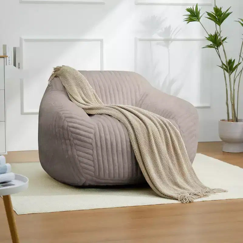 LIKEPAY Oversize Faux Rabbit Fur Single Bean Bag Sofa with Arms for Living Room, Bedroom, Gaming room