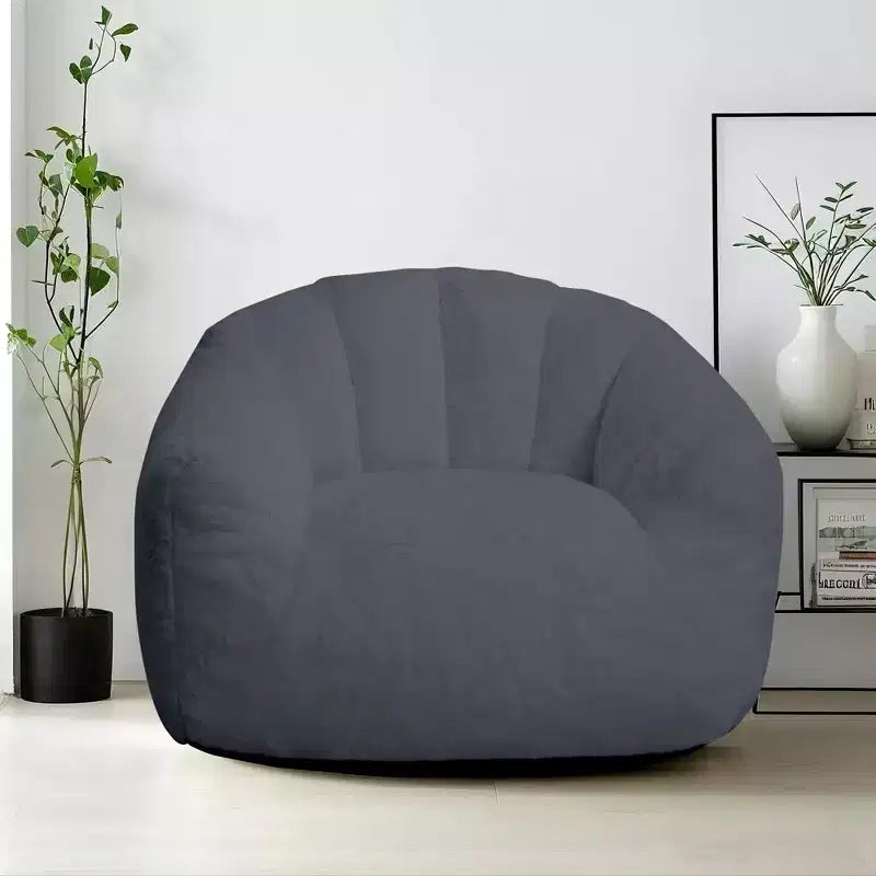 LIKEPAY Faux Rabbit Fur Single Bean Bag Sofa with Arms for Living Room, Bedroom, Gaming room