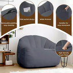 LIKEPAY Faux Rabbit Fur Single Bean Bag Sofa with Arms for Living Room, Bedroom, Gaming room