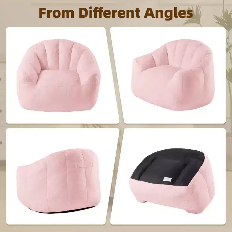 LIKEPAY Faux Rabbit Fur Single Bean Bag Sofa with Arms for Living Room, Bedroom, Gaming room