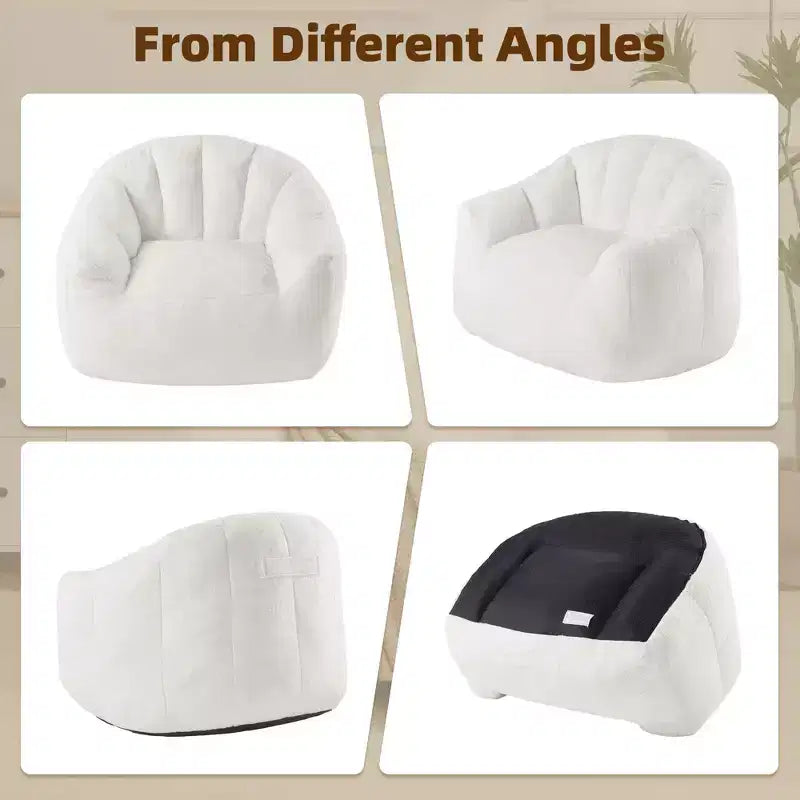 LIKEPAY Faux Rabbit Fur Single Bean Bag Sofa with Arms for Living Room, Bedroom, Gaming room