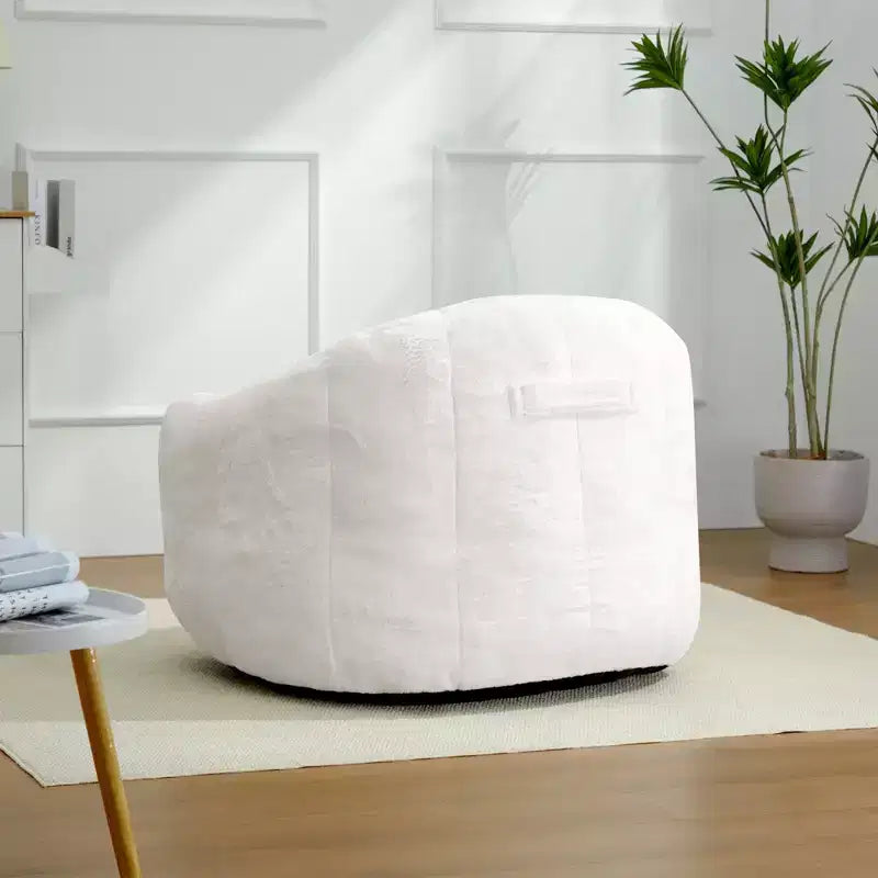 LIKEPAY Faux Rabbit Fur Single Bean Bag Sofa with Arms for Living Room, Bedroom, Gaming room