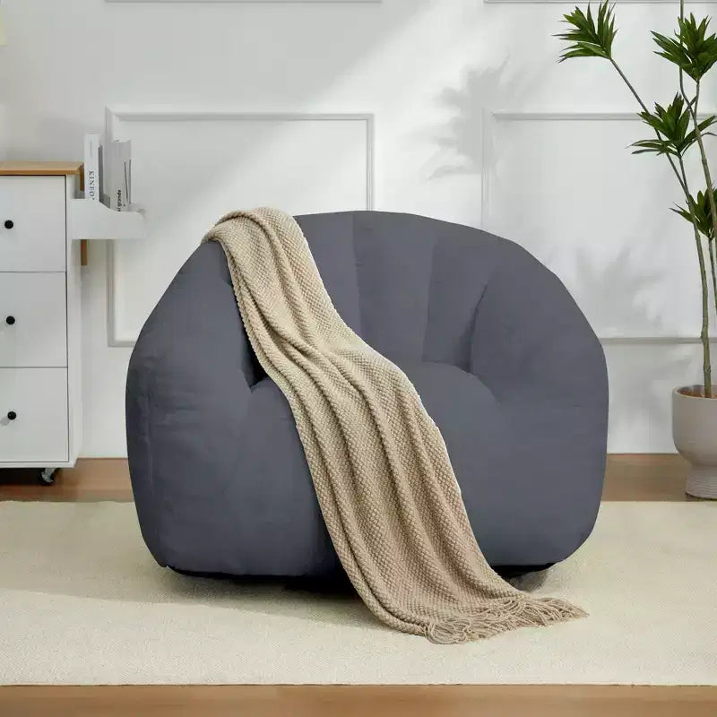 LIKEPAY Faux Rabbit Fur Single Bean Bag Sofa with Arms for Living Room, Bedroom, Gaming room