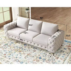 AMERLIFE 92-inch 3-Seater Sofa with Thick Armrests, Button Tufted