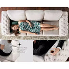 AMERLIFE 92-inch 3-Seater Sofa with Thick Armrests, Button Tufted