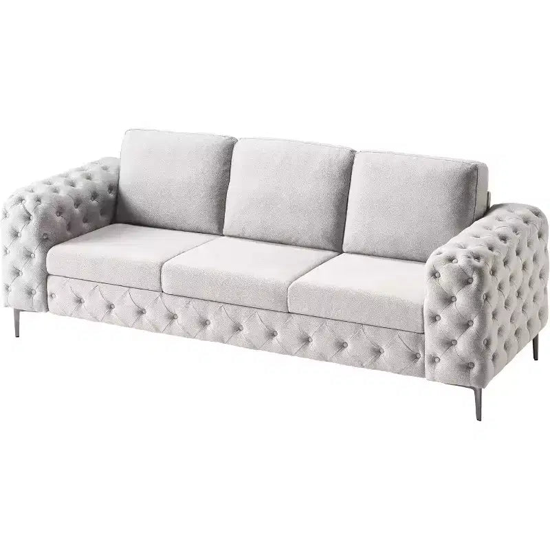 AMERLIFE 92-inch 3-Seater Sofa with Thick Armrests, Button Tufted