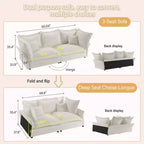 Whisen Cloud Sofa & Chaise Lounge with Multiple Pillows and Luxurious Design for Ultimate Comfort
