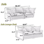 Whisen Cloud Sofa & Chaise Lounge with Multiple Pillows and Luxurious Design for Ultimate Comfort
