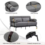 Canapé moderne deux places 59, canapé deux places avec ports USB flexibles, accoudoirs cylindriques uniques pour salon, beige