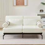 Canapé moderne deux places 59, canapé deux places avec ports USB flexibles, accoudoirs cylindriques uniques pour salon, beige