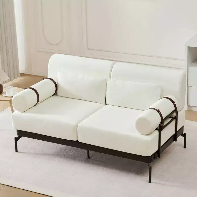Modern Loveseat Sofa 59 Sofa Couch 2-Seater Sofa with Flexible USB Ports , Unique Cylindrical Armrests for Living Room, Beige