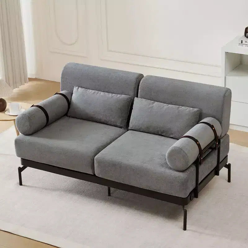 Modern Loveseat Sofa 59 Sofa Couch 2-Seater Sofa with Flexible USB Ports , Unique Cylindrical Armrests for Living Room, Beige
