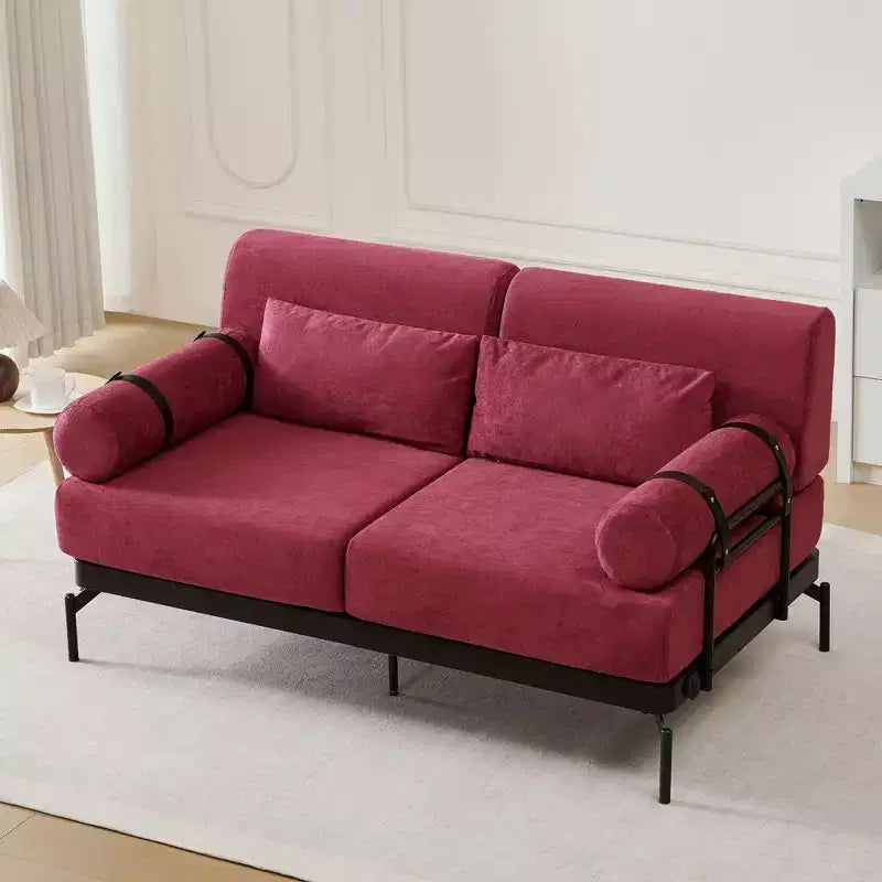 Modern Loveseat Sofa 59 Sofa Couch 2-Seater Sofa with Flexible USB Ports , Unique Cylindrical Armrests for Living Room, Beige