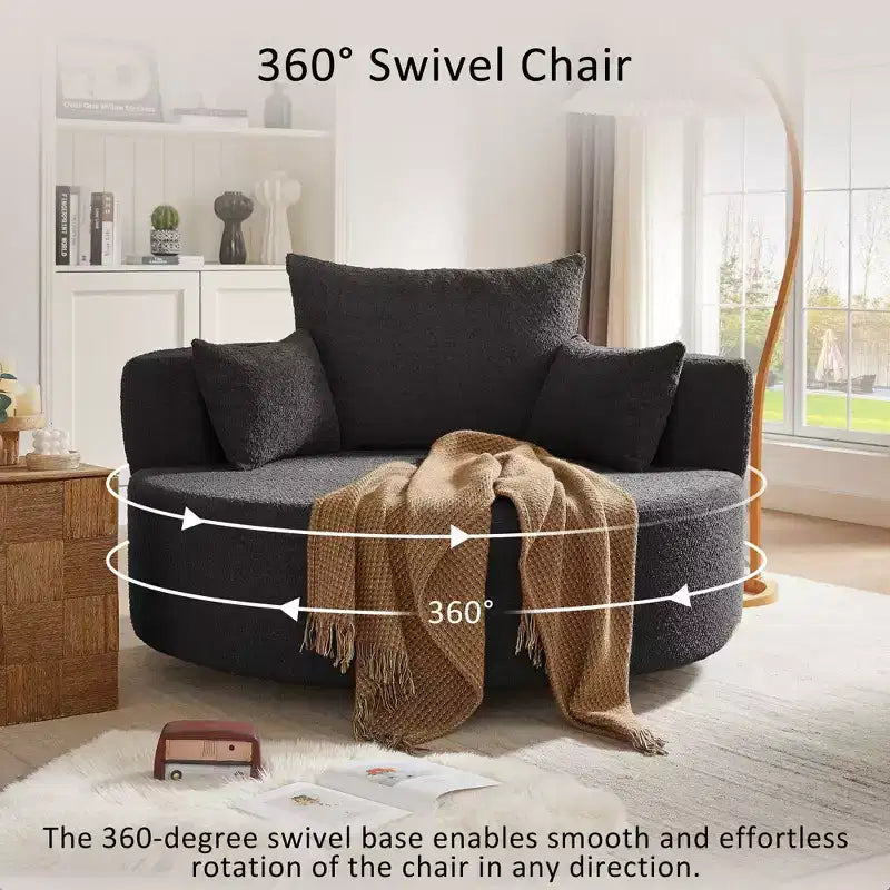 Fauteuil crapaud pivotant à 360° avec 3 coussins amovibles pour salon, chambre, bureau et hôtel, vert