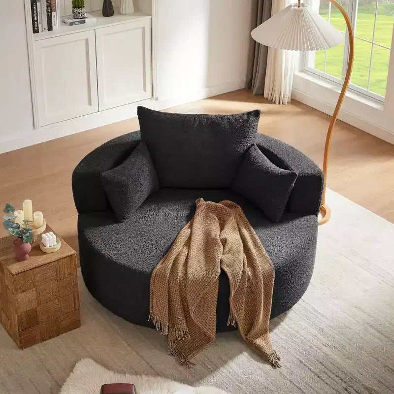 Fauteuil crapaud pivotant à 360° avec 3 coussins amovibles pour salon, chambre, bureau et hôtel, vert