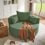 Fauteuil crapaud pivotant à 360° avec 3 coussins amovibles pour salon, chambre, bureau et hôtel, vert