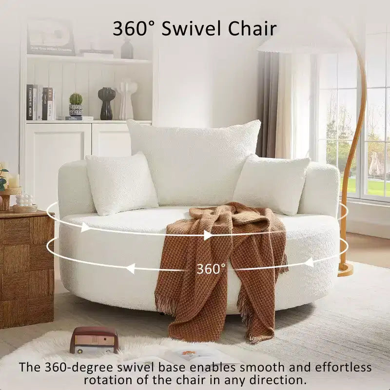 Fauteuil crapaud pivotant à 360° avec 3 coussins amovibles pour salon, chambre, bureau et hôtel, vert