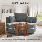 Fauteuil crapaud pivotant à 360° avec 3 coussins amovibles pour salon, chambre, bureau et hôtel, vert