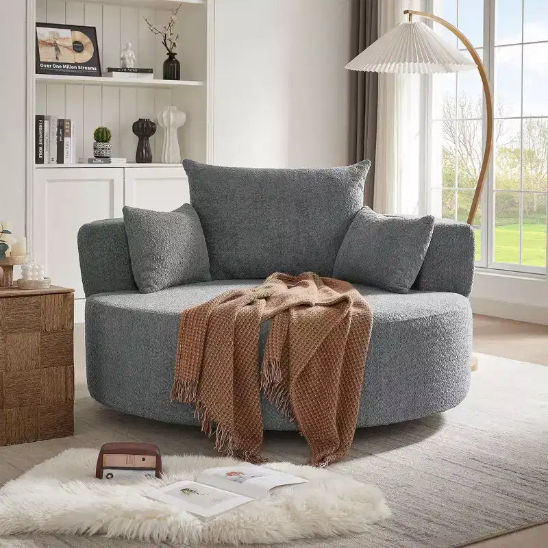 Fauteuil crapaud pivotant à 360° avec 3 coussins amovibles pour salon, chambre, bureau et hôtel, vert