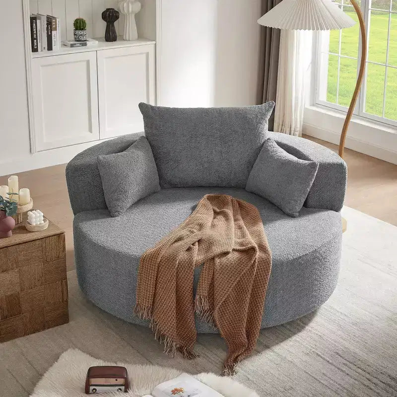 Fauteuil crapaud pivotant à 360° avec 3 coussins amovibles pour salon, chambre, bureau et hôtel, vert