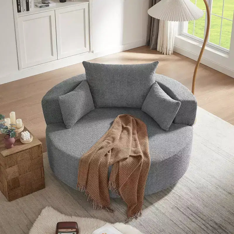 Fauteuil crapaud pivotant à 360° avec 3 coussins amovibles pour salon, chambre, bureau et hôtel, vert