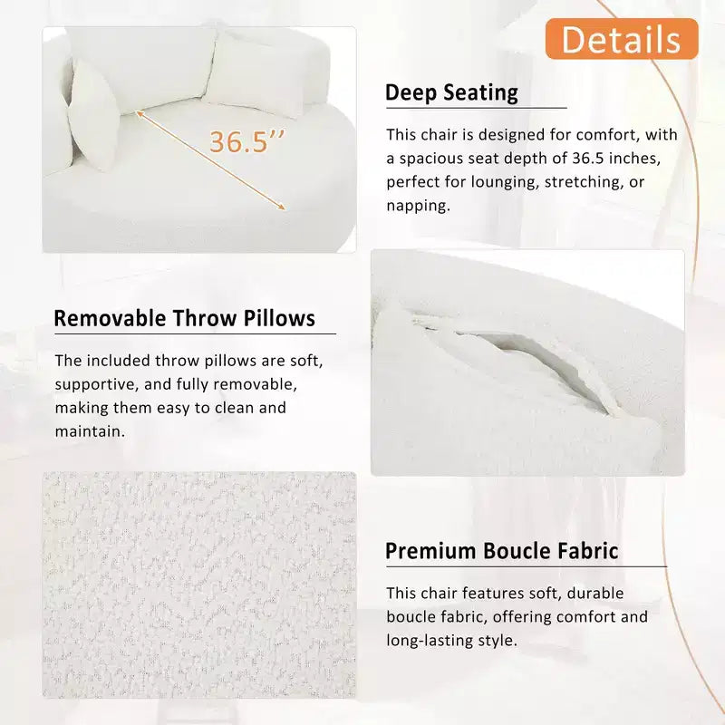 Fauteuil crapaud pivotant à 360° avec 3 coussins amovibles pour salon, chambre, bureau et hôtel, vert