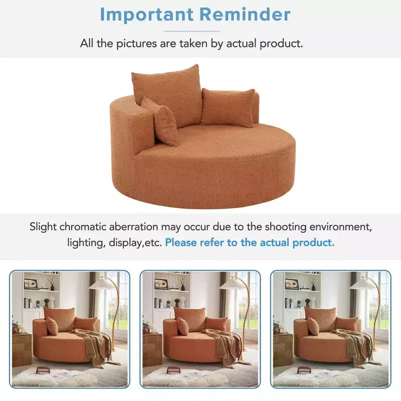 Fauteuil crapaud pivotant à 360° avec 3 coussins amovibles pour salon, chambre, bureau et hôtel, vert