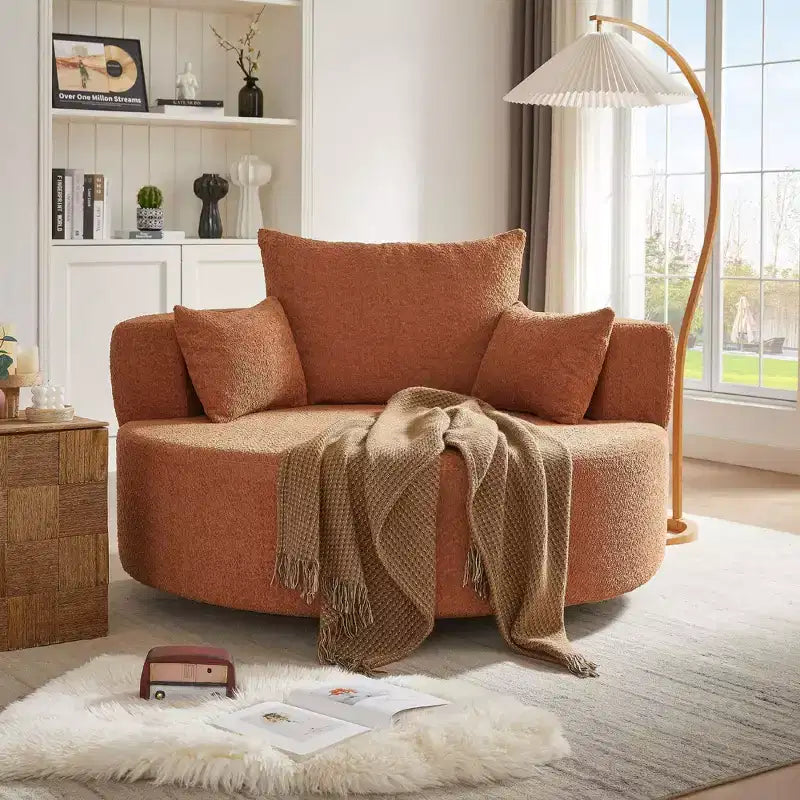 Fauteuil crapaud pivotant à 360° avec 3 coussins amovibles pour salon, chambre, bureau et hôtel, vert