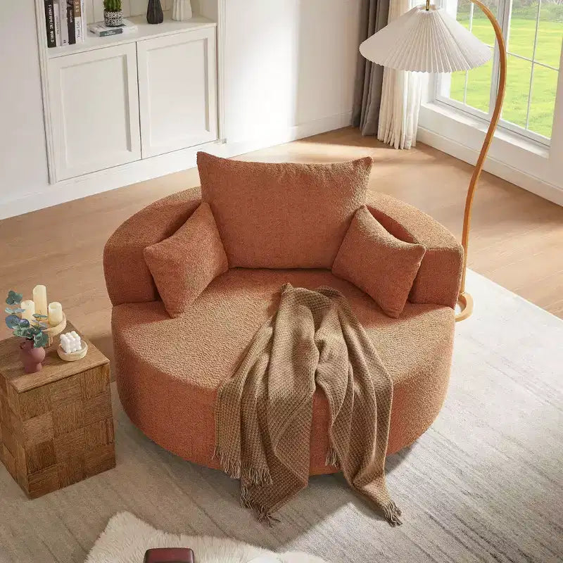 Fauteuil crapaud pivotant à 360° avec 3 coussins amovibles pour salon, chambre, bureau et hôtel, vert