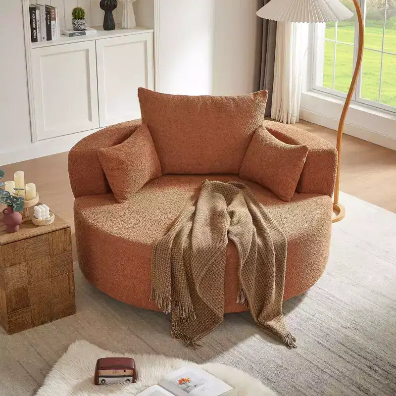 Fauteuil crapaud pivotant à 360° avec 3 coussins amovibles pour salon, chambre, bureau et hôtel, vert