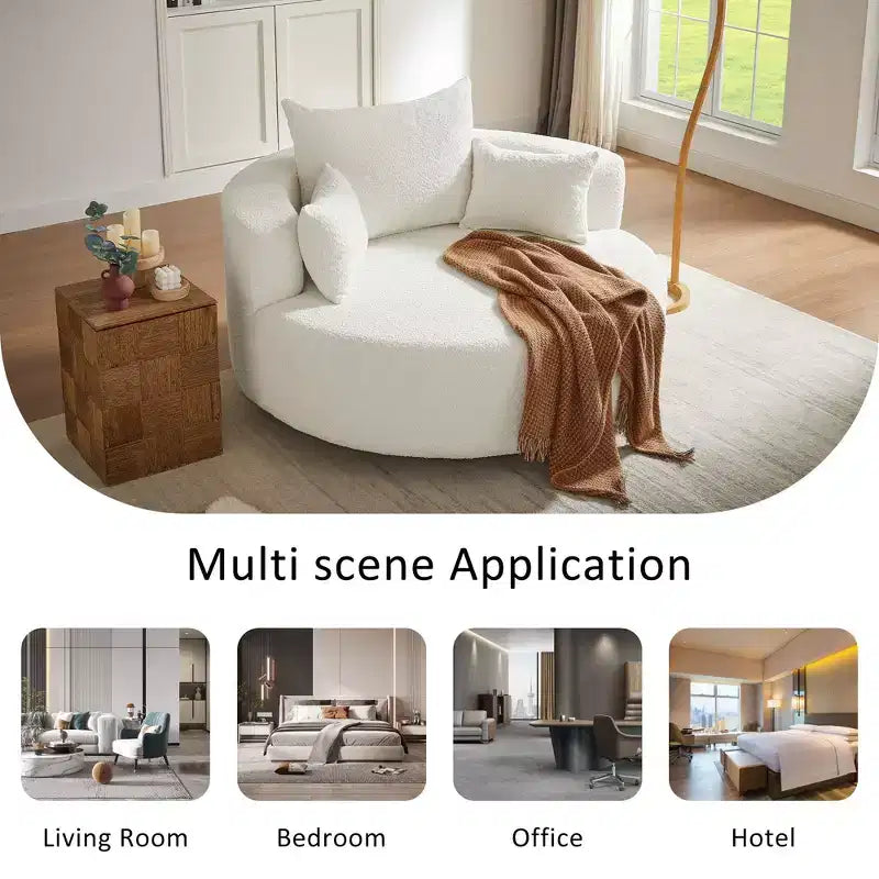 Fauteuil crapaud pivotant à 360° avec 3 coussins amovibles pour salon, chambre, bureau et hôtel, vert