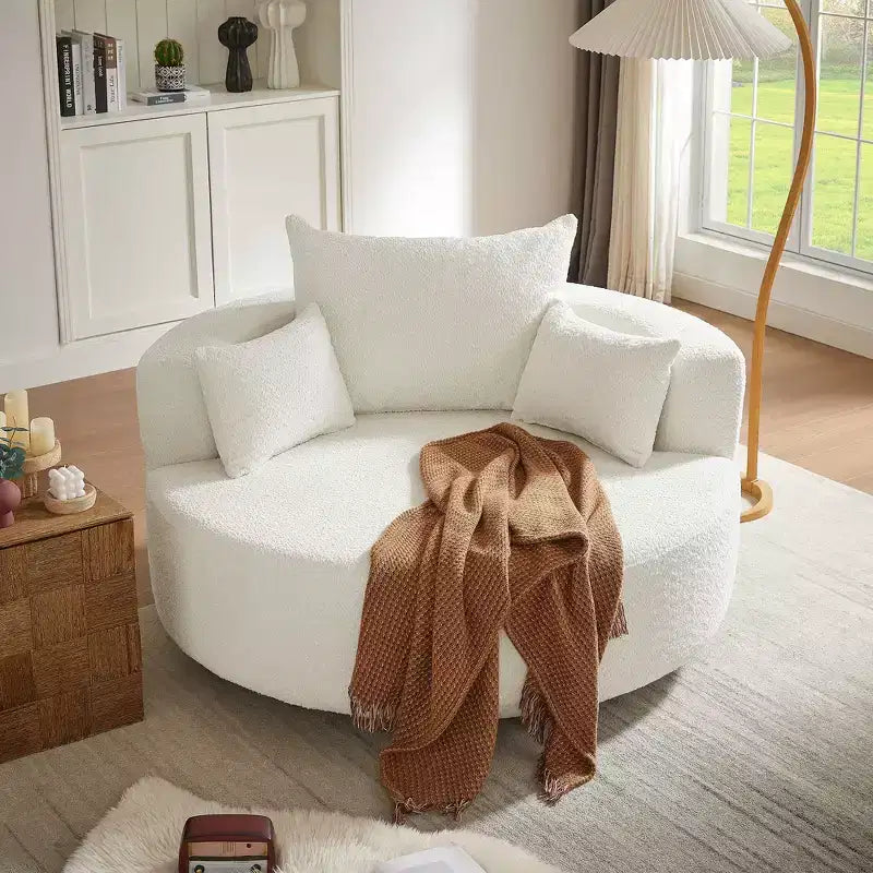 Fauteuil crapaud pivotant à 360° avec 3 coussins amovibles pour salon, chambre, bureau et hôtel, vert