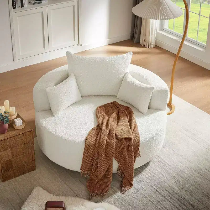 Fauteuil crapaud pivotant à 360° avec 3 coussins amovibles pour salon, chambre, bureau et hôtel, vert