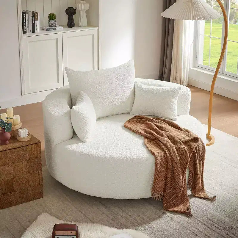 Fauteuil crapaud pivotant à 360° avec 3 coussins amovibles pour salon, chambre, bureau et hôtel, vert