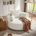 Fauteuil crapaud pivotant à 360° avec 3 coussins amovibles pour salon, chambre, bureau et hôtel, vert