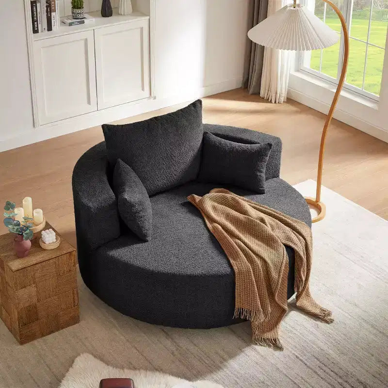 Fauteuil crapaud pivotant à 360° avec 3 coussins amovibles pour salon, chambre, bureau et hôtel, vert