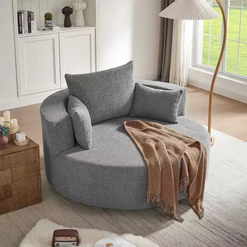 Fauteuil crapaud pivotant à 360° avec 3 coussins amovibles pour salon, chambre, bureau et hôtel, vert