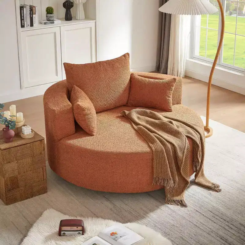 Fauteuil crapaud pivotant à 360° avec 3 coussins amovibles pour salon, chambre, bureau et hôtel, vert