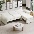 94.1 Canapé convertible futon avec dossier réglable, méridienne réversible et 2 coussins d'accoudoir amovibles pour salon, beige