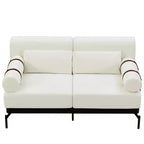 Canapé deux places moderne MAYEERTY avec accoudoirs cylindriques uniques pour salon - Beige