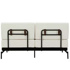 Canapé deux places moderne MAYEERTY avec accoudoirs cylindriques uniques pour salon - Beige