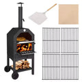 ROVSUN Outdoor Pizza Oven Wood Fried with Pizza Stone, Pizza Peel, Grill Rack for Backyard and Camping