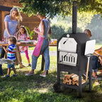 ROVSUN Outdoor Pizza Oven Wood Fried with Pizza Stone, Pizza Peel, Grill Rack for Backyard and Camping